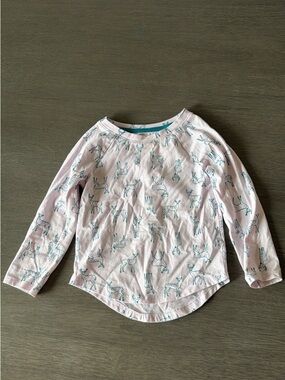 Kids Long-Sleeve Deer Print Top - Light Pink